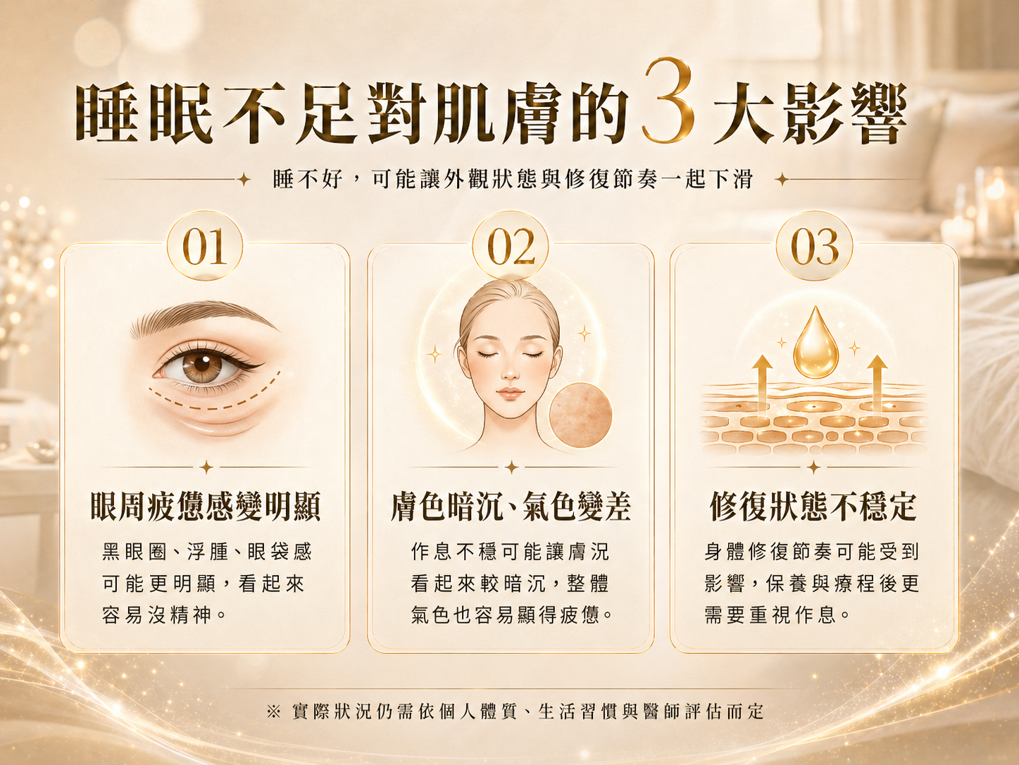茱麗雅醫學美容解析睡眠不足對肌膚的3大影響：眼周疲憊、膚色暗沉與修復狀態不穩定